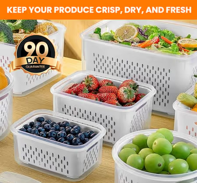Food Storage Containers for Fridge with Removable Colander