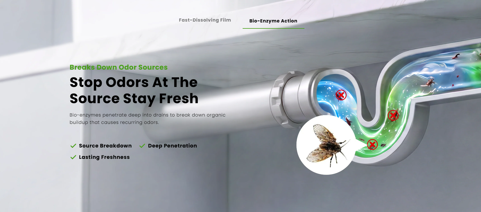 Bio-Enzyme Action: Stop Odors At The Source Stay Fresh