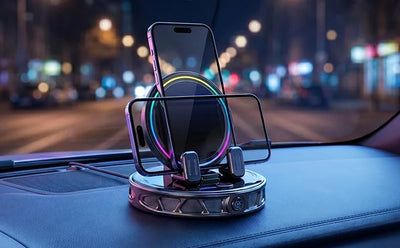 📱 RGB Car Phone Mount ✅ Auto-Clamping & Wireless Charging | Safe One-Hand Driving 🚗