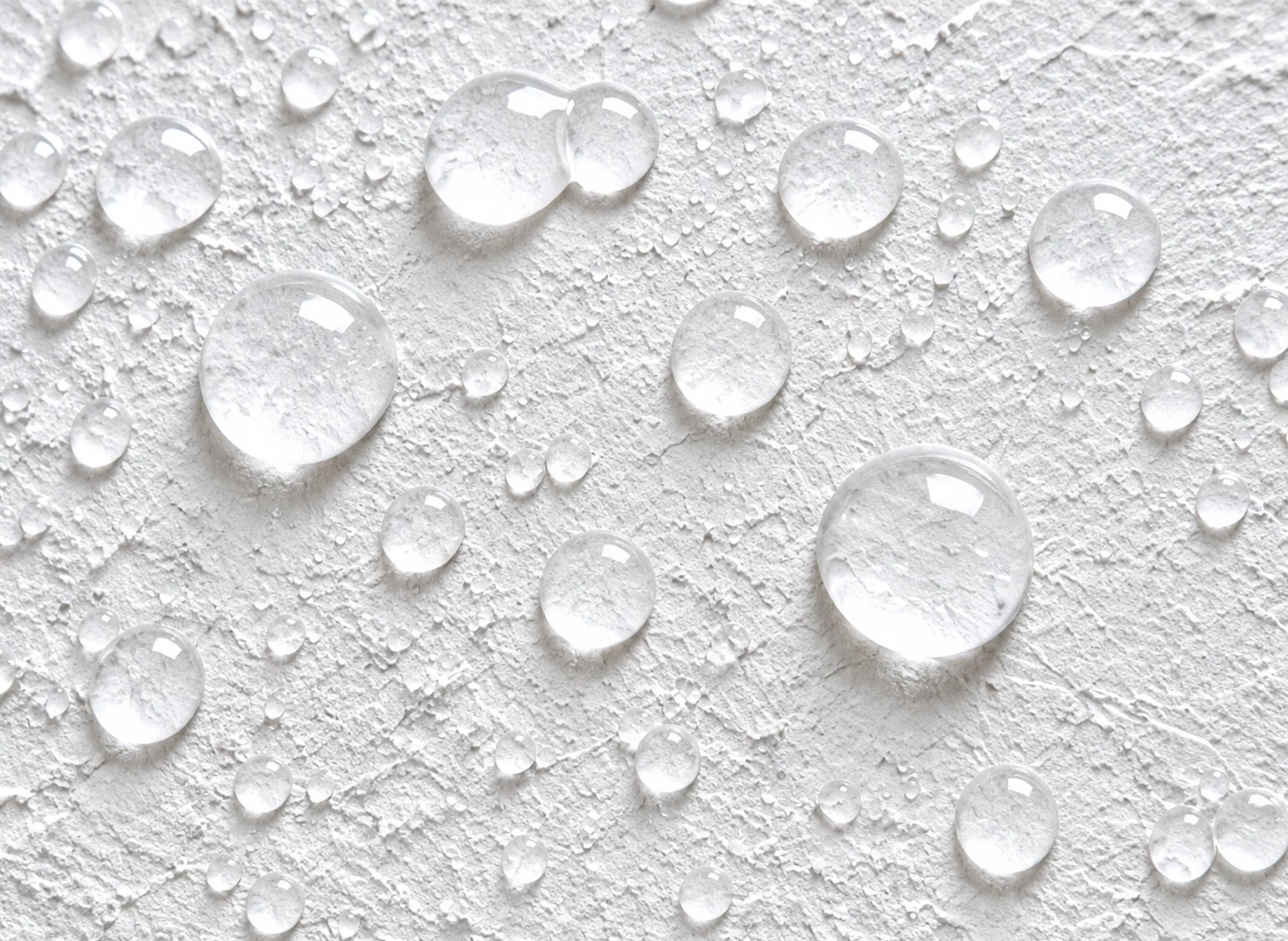 Water droplets on a textured wall surface