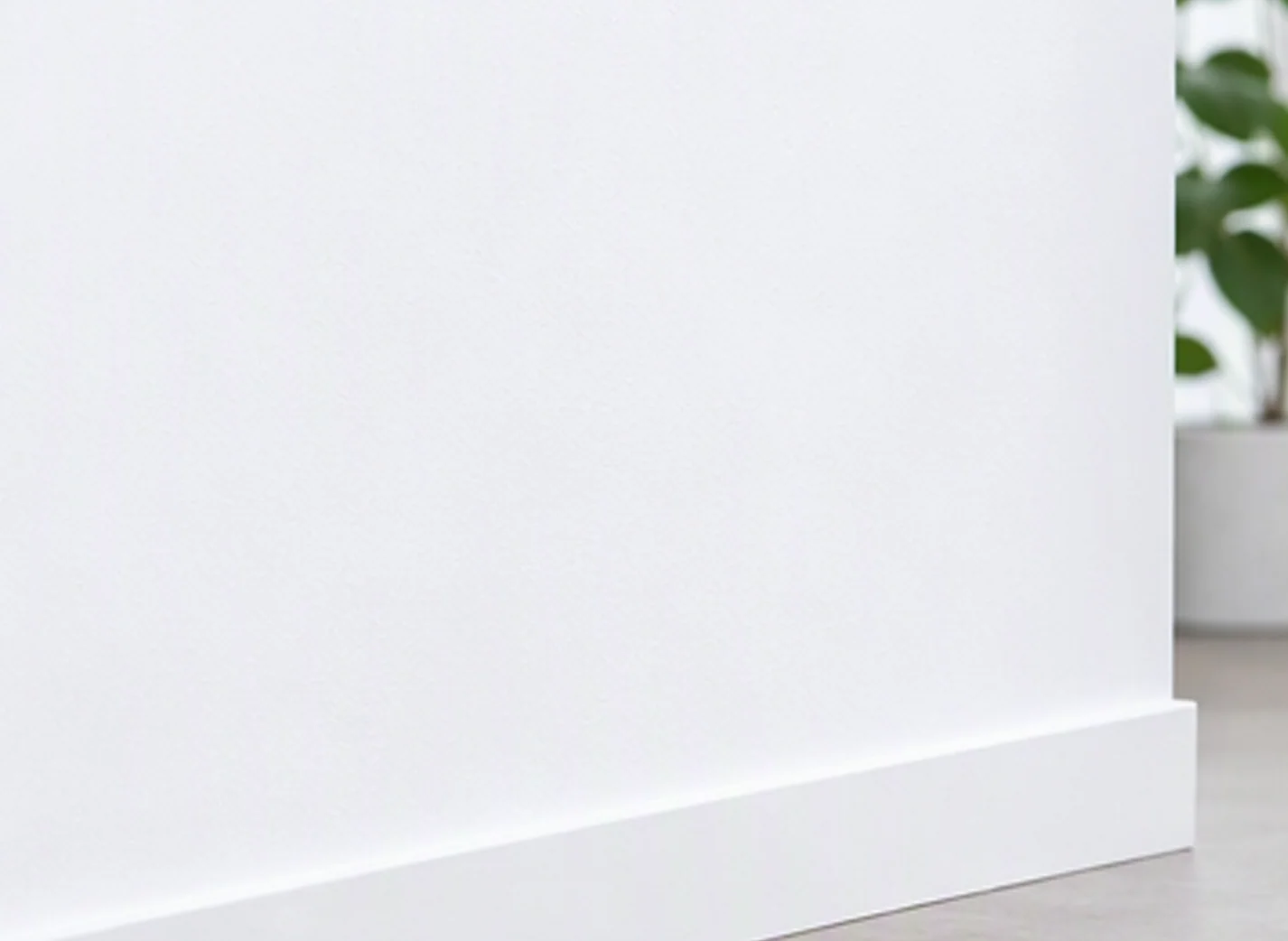 Clean white wall and skirting board