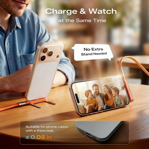 Ultimate 240W Ultra-Fast Charging Cable with 360° Rotating Stealth Phone Stand