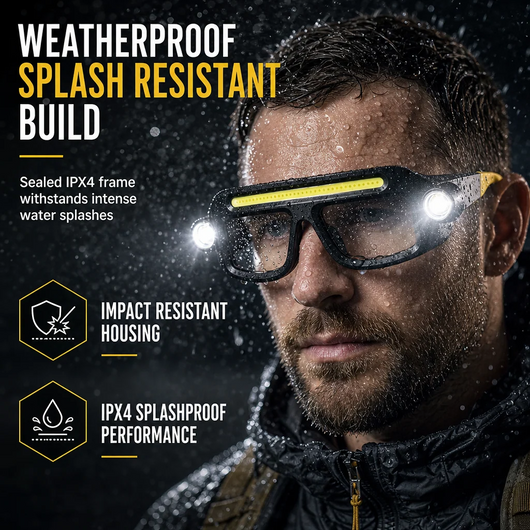 Dual Beam Rechargeable Glasses Light – Hands Free Clip-On LED Eyewear Lamp, Type-C Charging Head Light for Hiking, Repairing & Night Reading