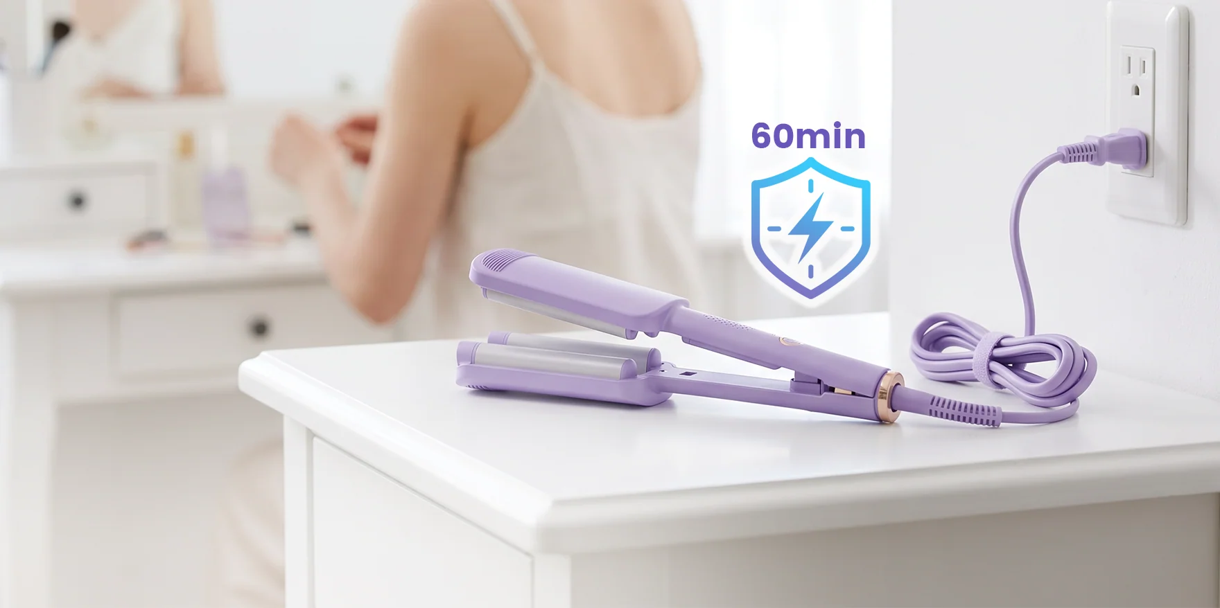 Hair curler with a 60-minute automatic shut-off feature