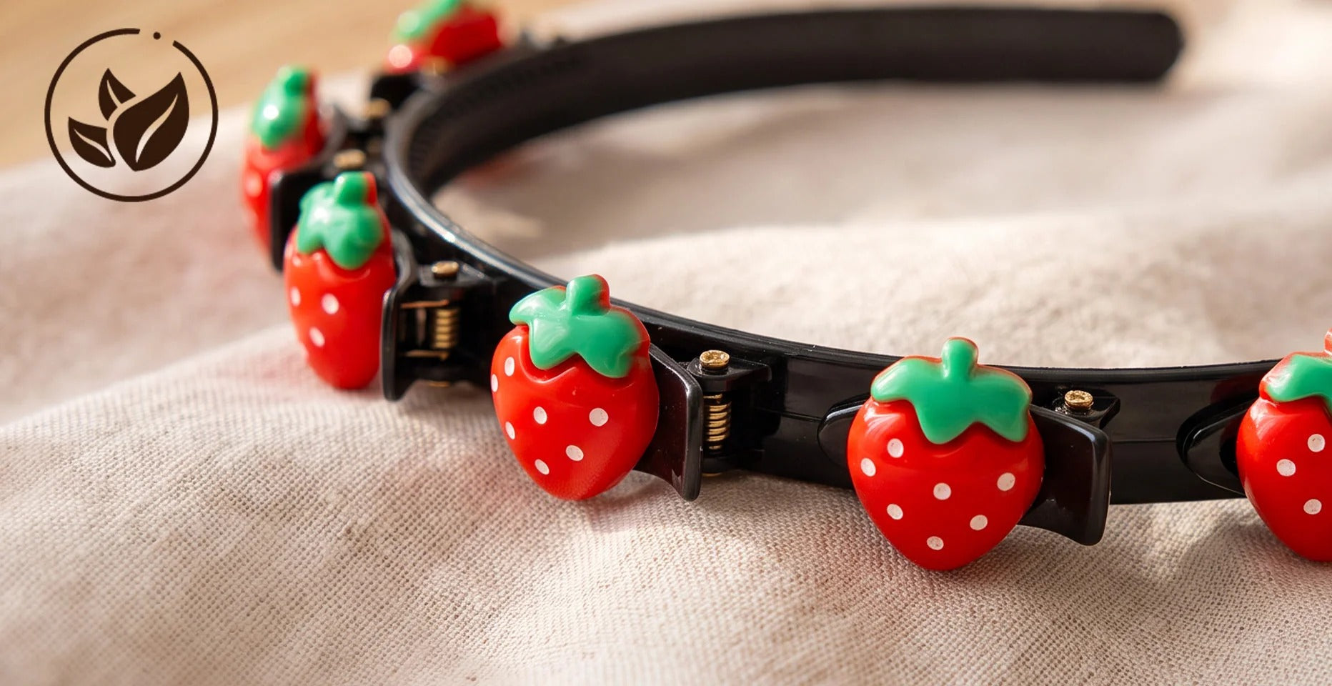 Strawberry headband with built-in hair clips