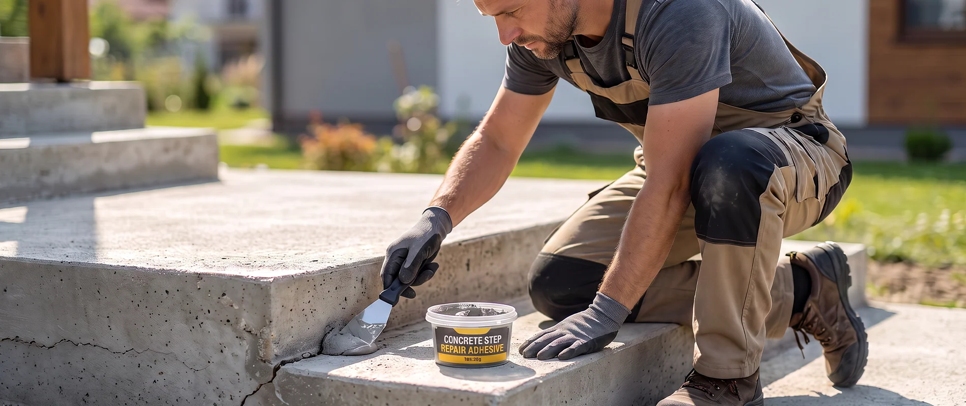 Repairing damaged outdoor concrete steps