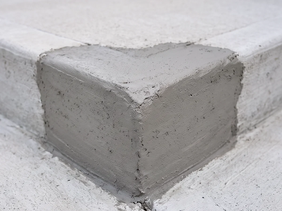 Concrete step corner after repair