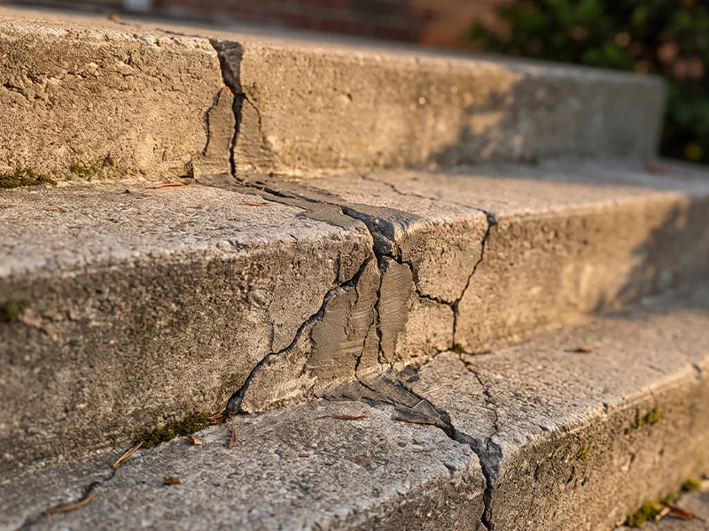 Cracks in concrete steps