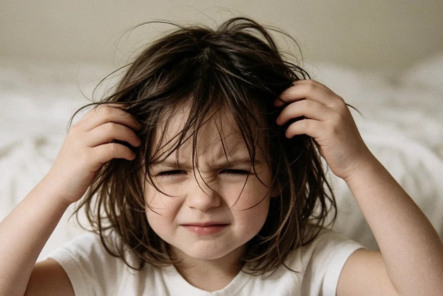 Loose hair falling forward
