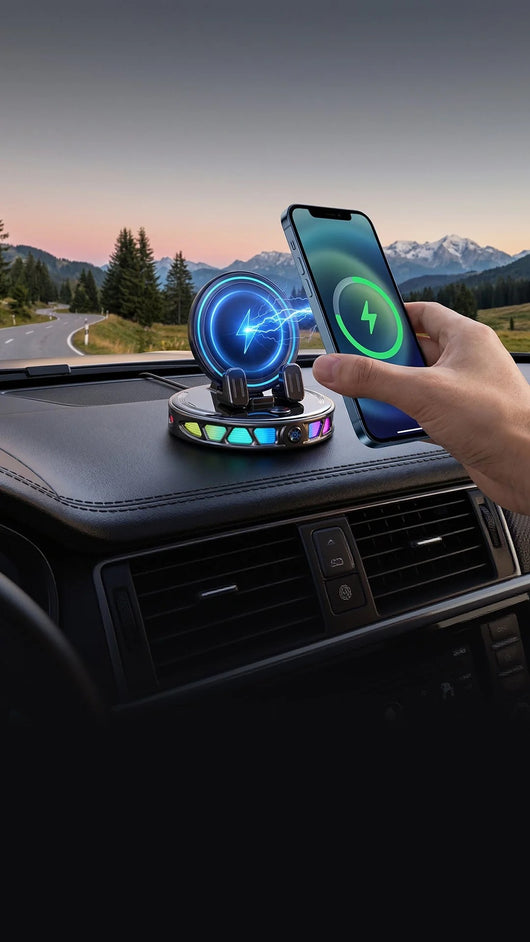 📱 RGB Car Phone Mount ✅ Auto-Clamping & Wireless Charging | Safe One-Hand Driving 🚗
