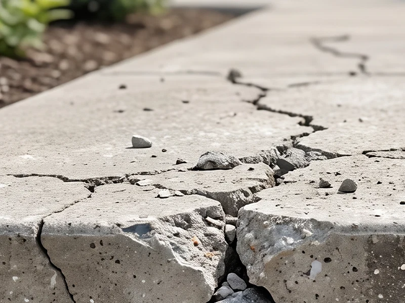 Cracked and crumbling concrete surface