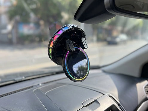 Car mount attached to the windshield