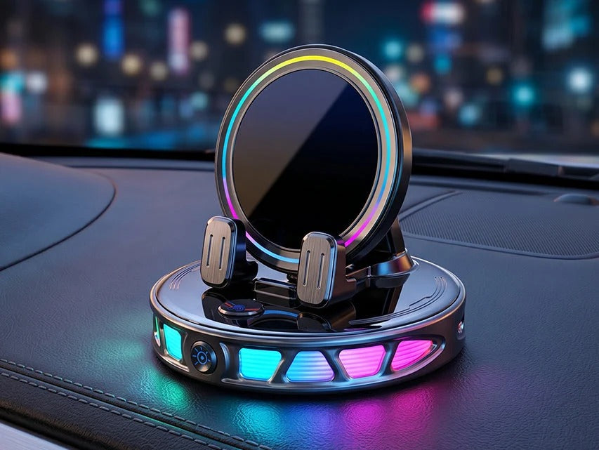 RGB car phone mount on a dashboard